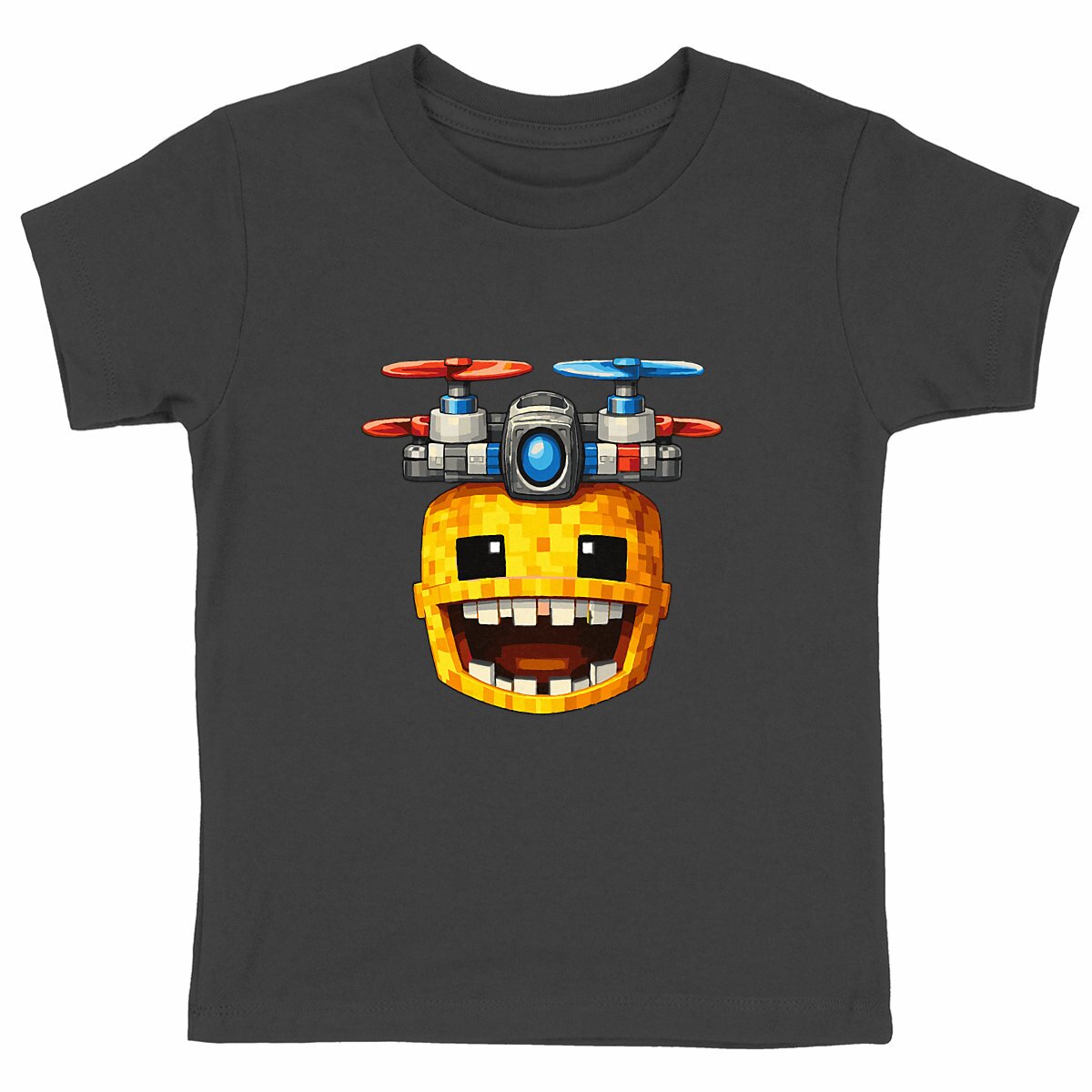 Heavyweight kids T-shirt - NicoCraft Drone Head - front_black
